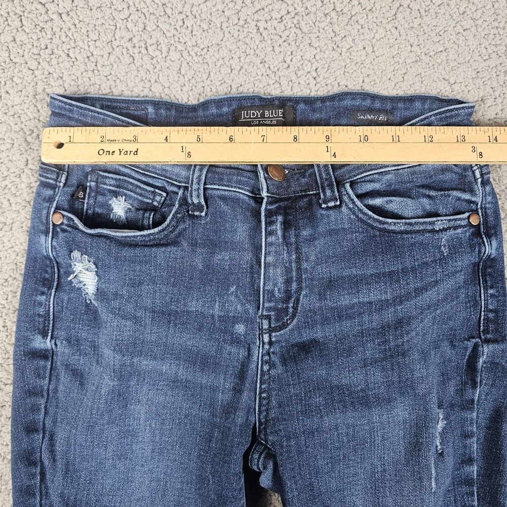 Judy Blue Jeans Womens 7/28 Skinny Fit Stretch Tummy Control Distress Dark Wash - Picture 8 of 15